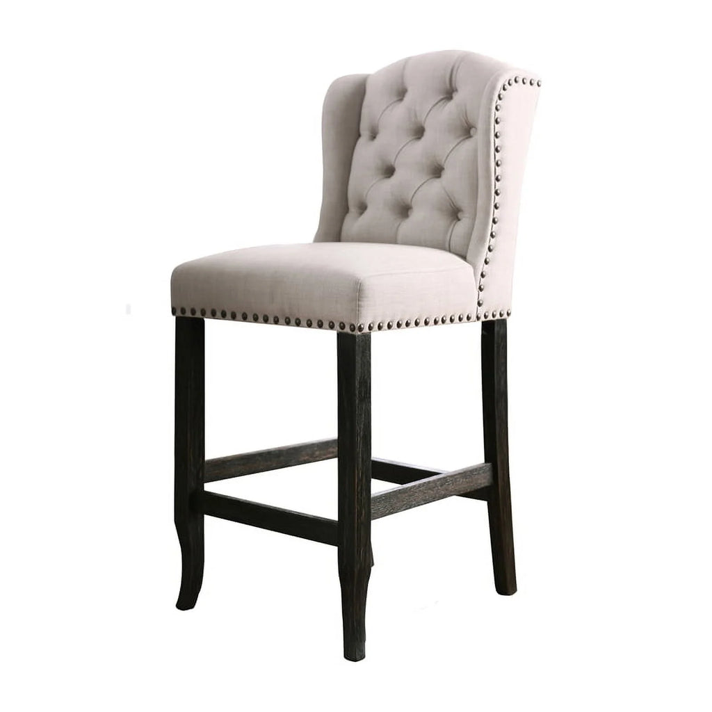 Beige Fabric Bar Chair Set of 2 W983