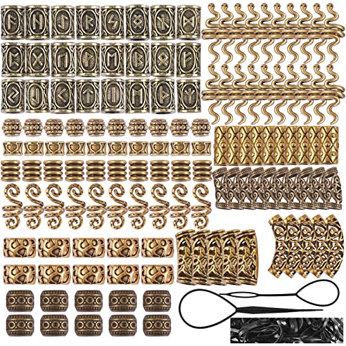 326 Pieces Viking Beard Beads Alloy Hair Tube Loose Beads A7081