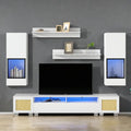 White 7 Pieces Floating TV Stand with LED Lights E871422