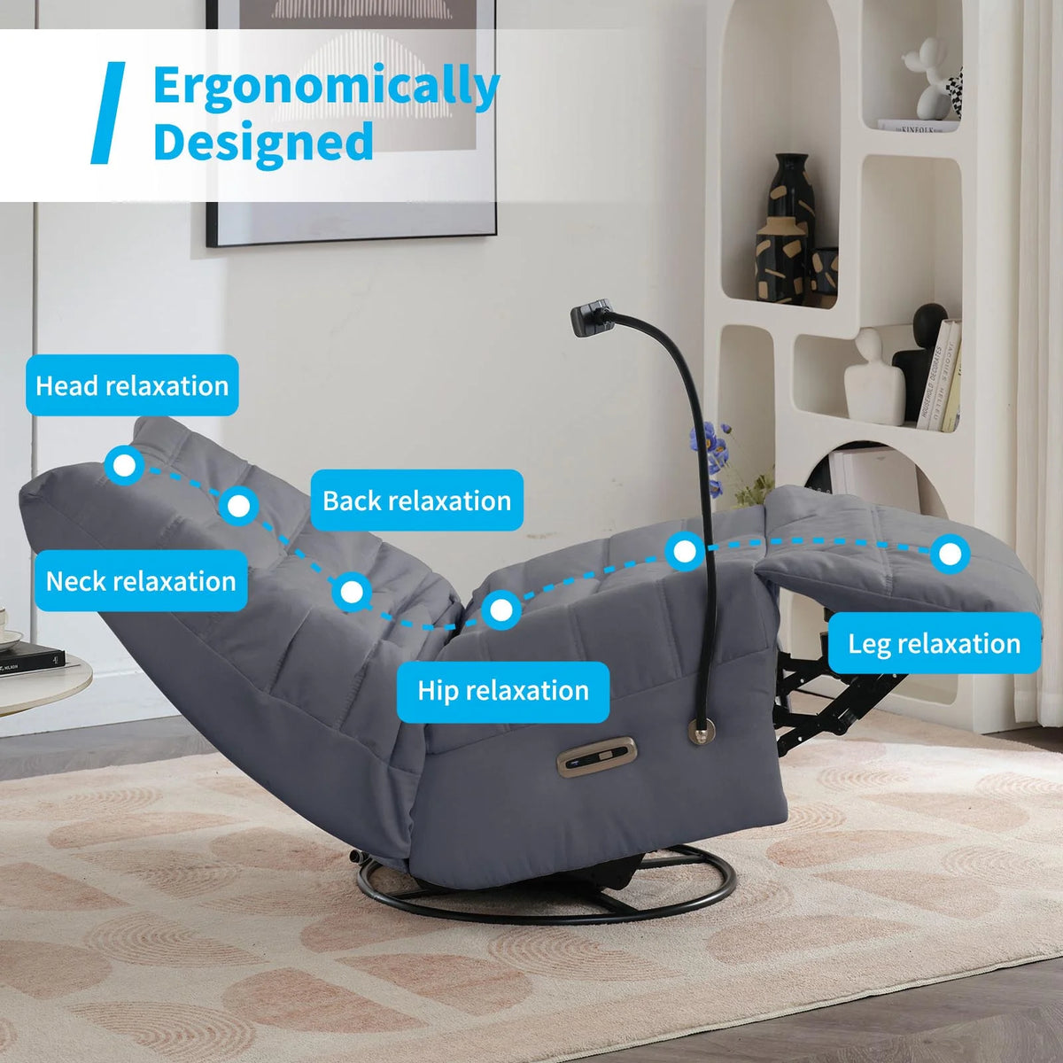 Oversized Swivel Recliner Chair with Voice Control U6585