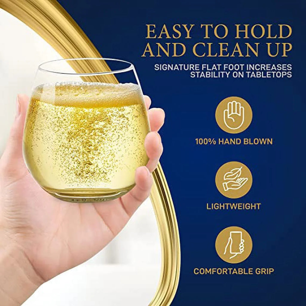 Stemless Wine Glasses Set of 12 U561