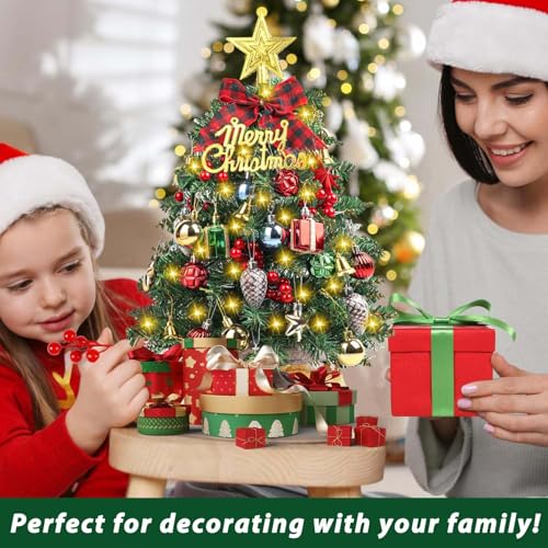 2FT Small Tabletop Mini Artificial Christmas Tree with Lights H1424