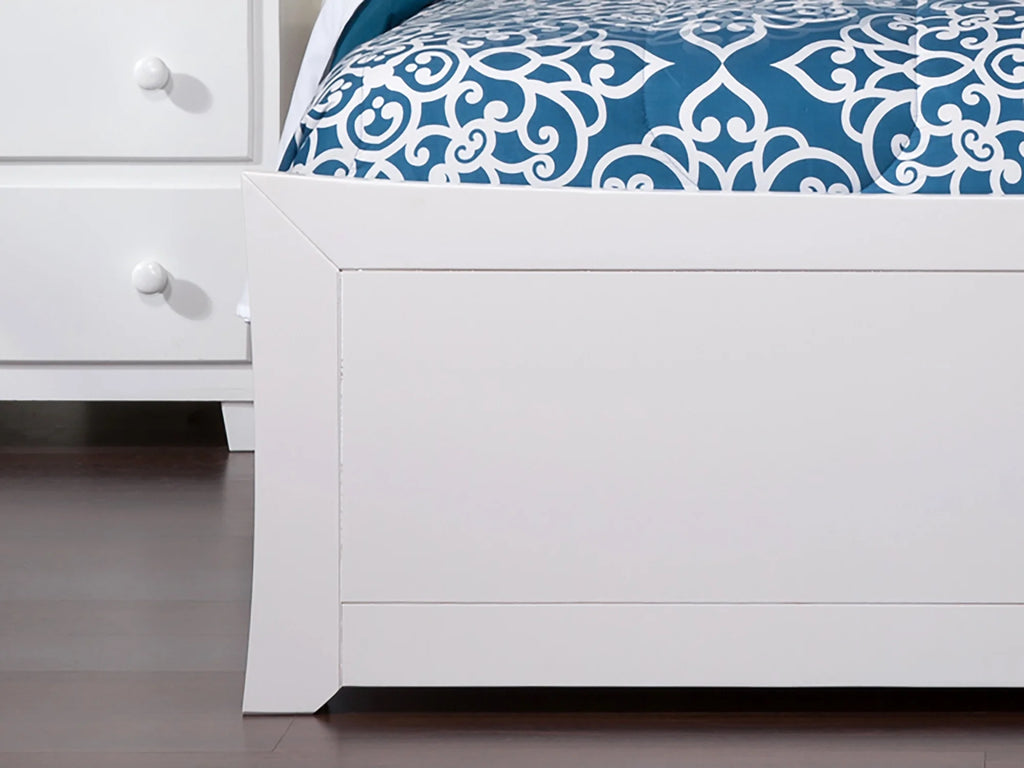 Twin XL White Wood Platform Bed with Headboard and Footboard C319433
