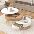 Round Lift-top Nesting Coffee Tables with 2 Drawers Q49693