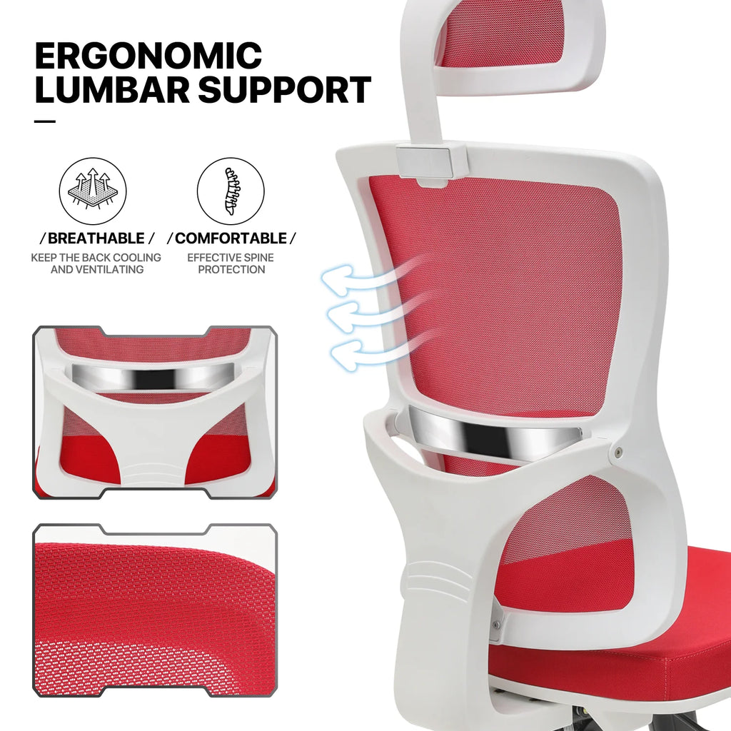 Computer Desk & Chair Set Adjustable Swivel Office Chair L Shaped Writing Table Workstation with Monitor Stand Red X77951