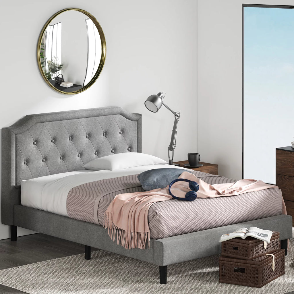 Queen Upholstered Platform Bed Frame E680962
