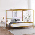 Black King Metal Canopy Bed Frame with Headboard K618854