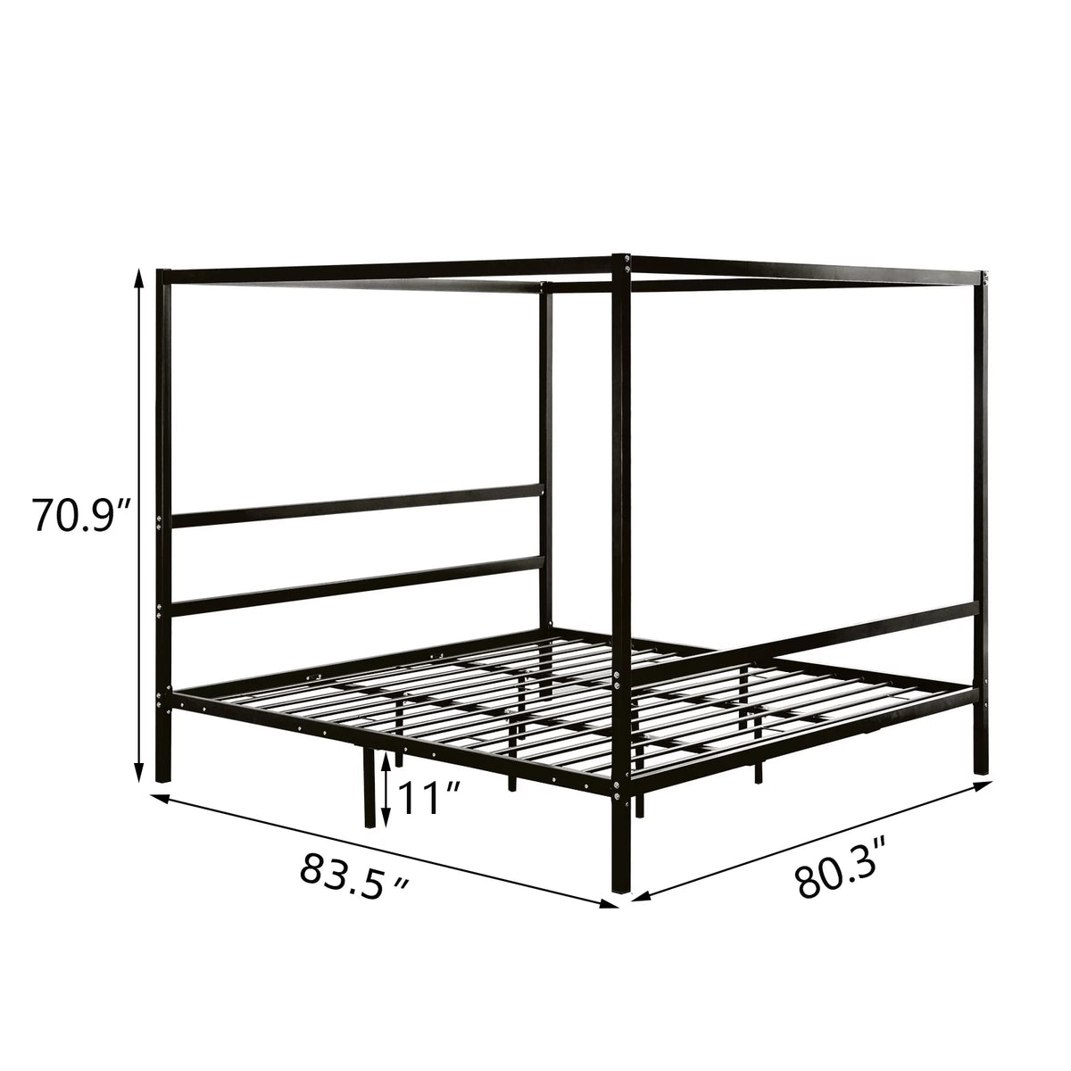 Black King Metal Canopy Bed Frame with Headboard K618854
