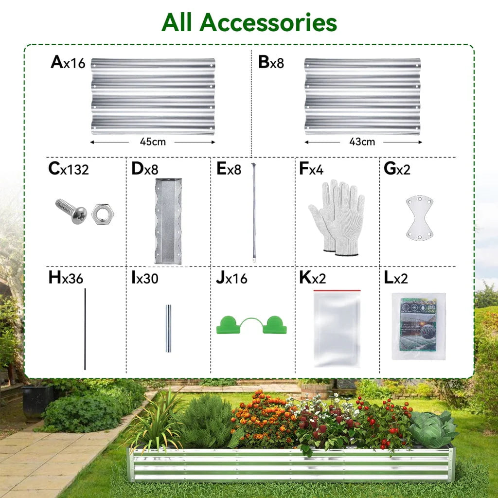 9x3x1 ft Galvanized Raised Garden Bed 2 Pack R449191