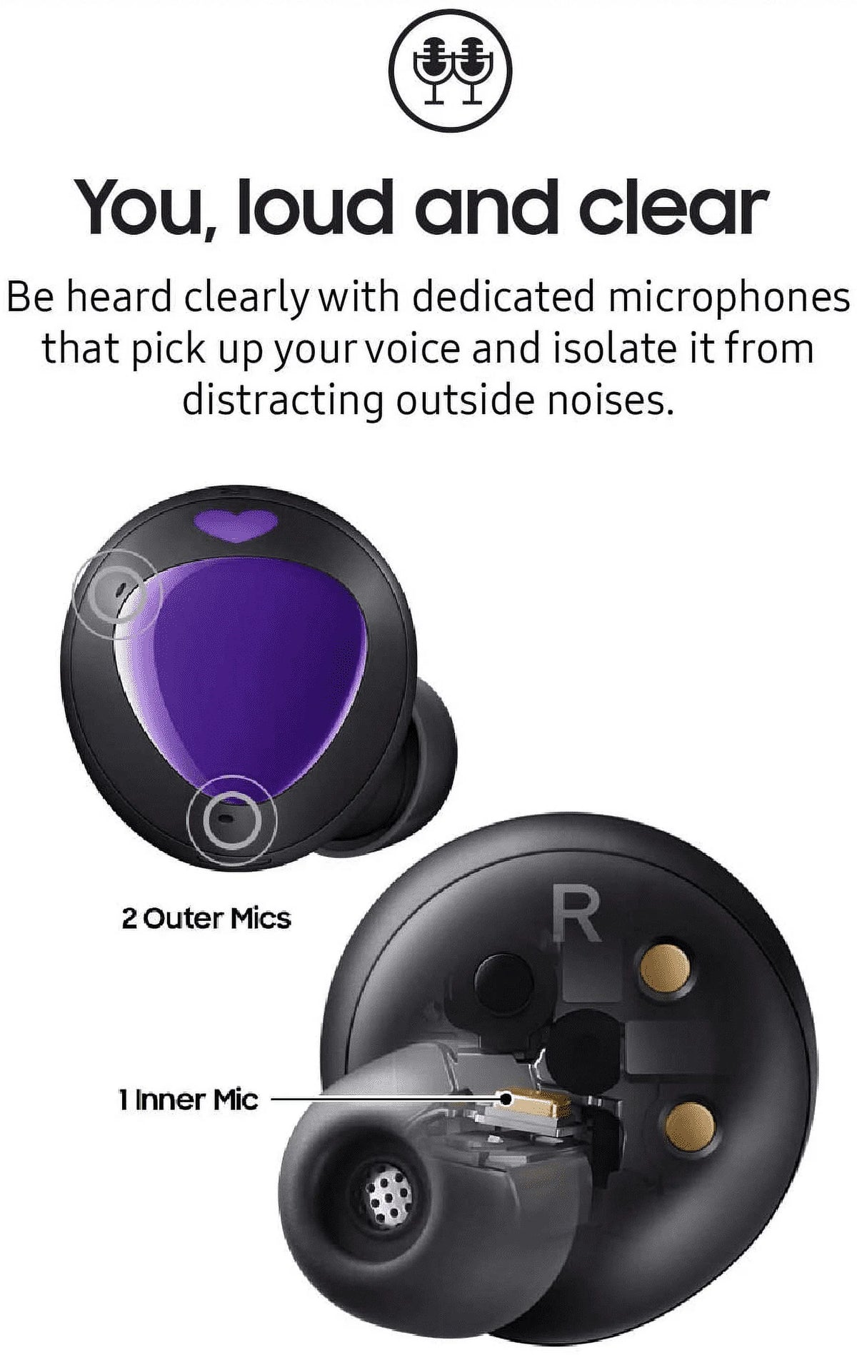 True Wireless Earbud Headphones with Active Noise Cancelling Purple B144
