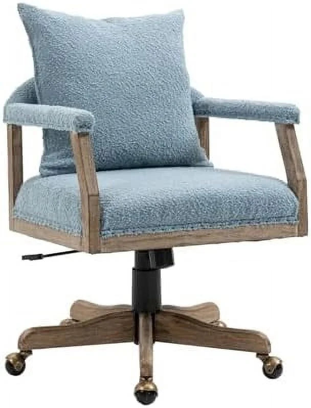 Boucle Office Desk Chair with Wheels Height Adjustable Swivel Y82358