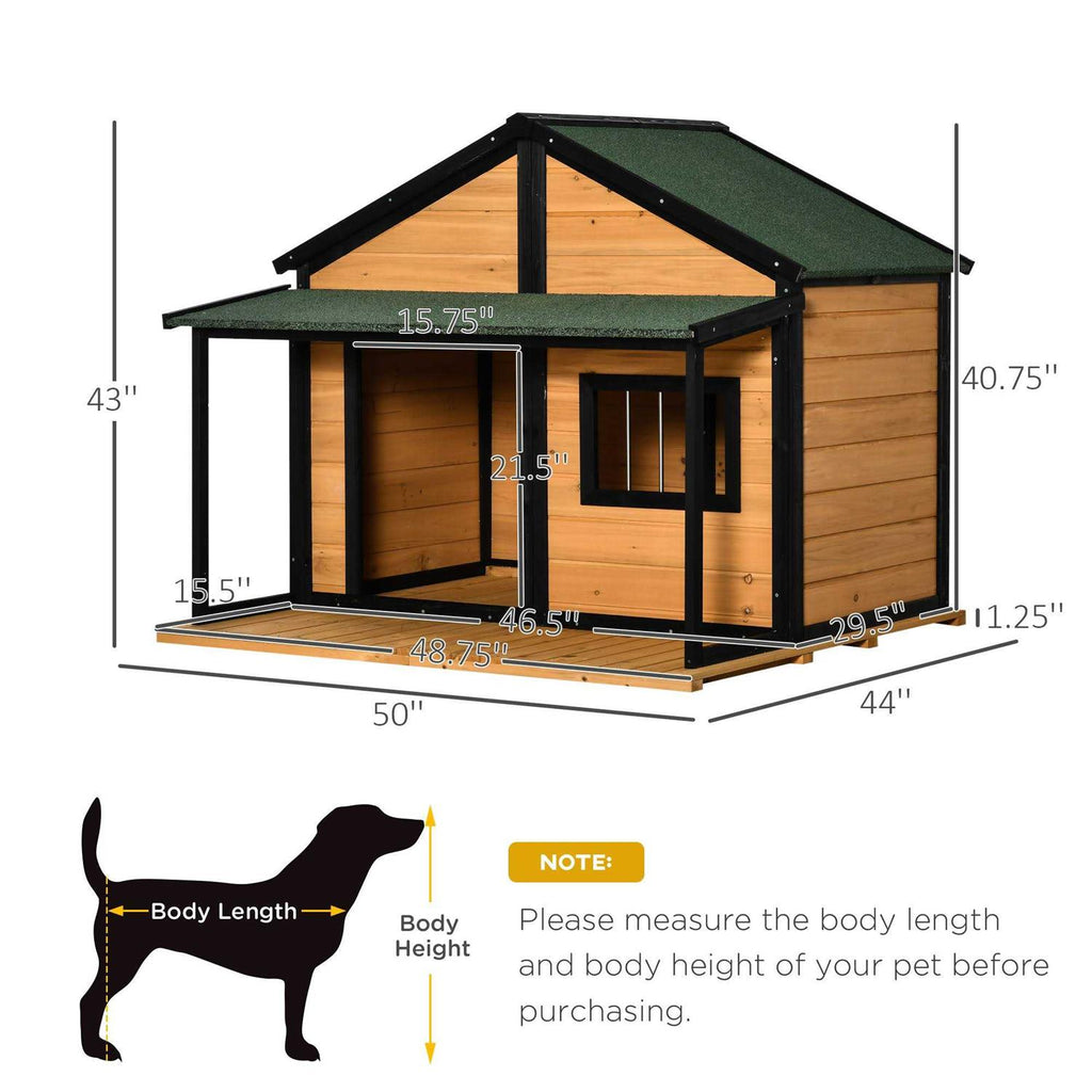 Wooden Raised Dog House with Asphalt Roof B531224