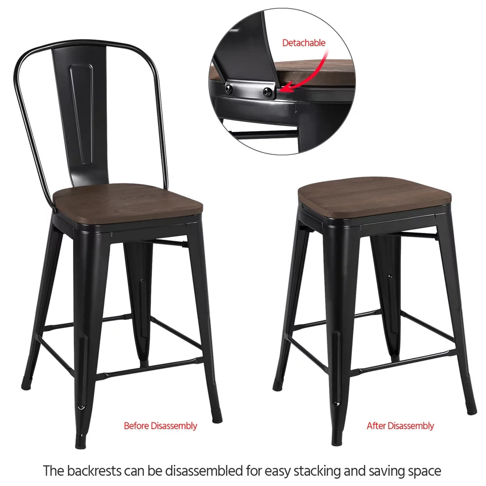 Black Metal Dining Chairs Set of 4 T3397