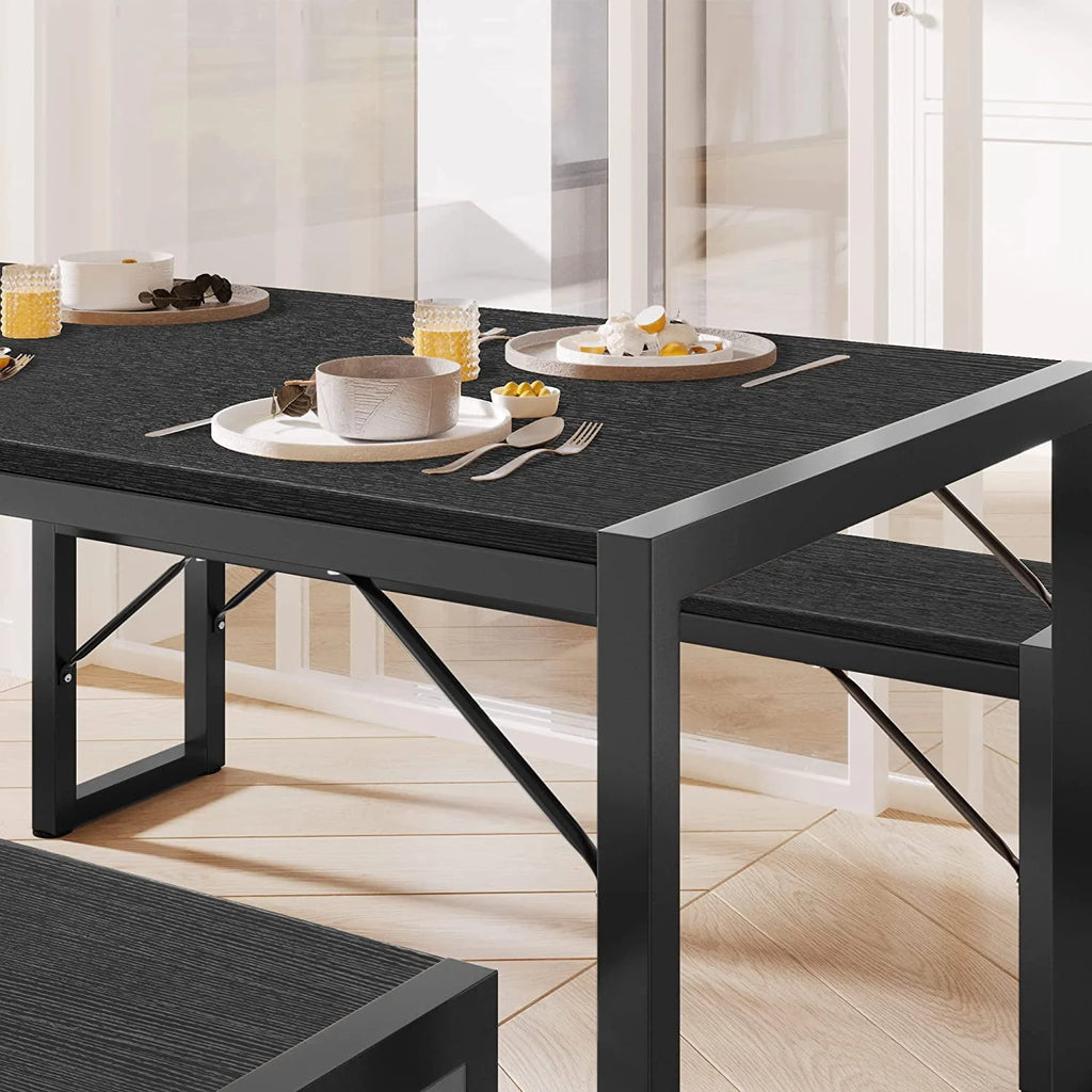 Black Modern Dining Table and Chairs for 4 D28891