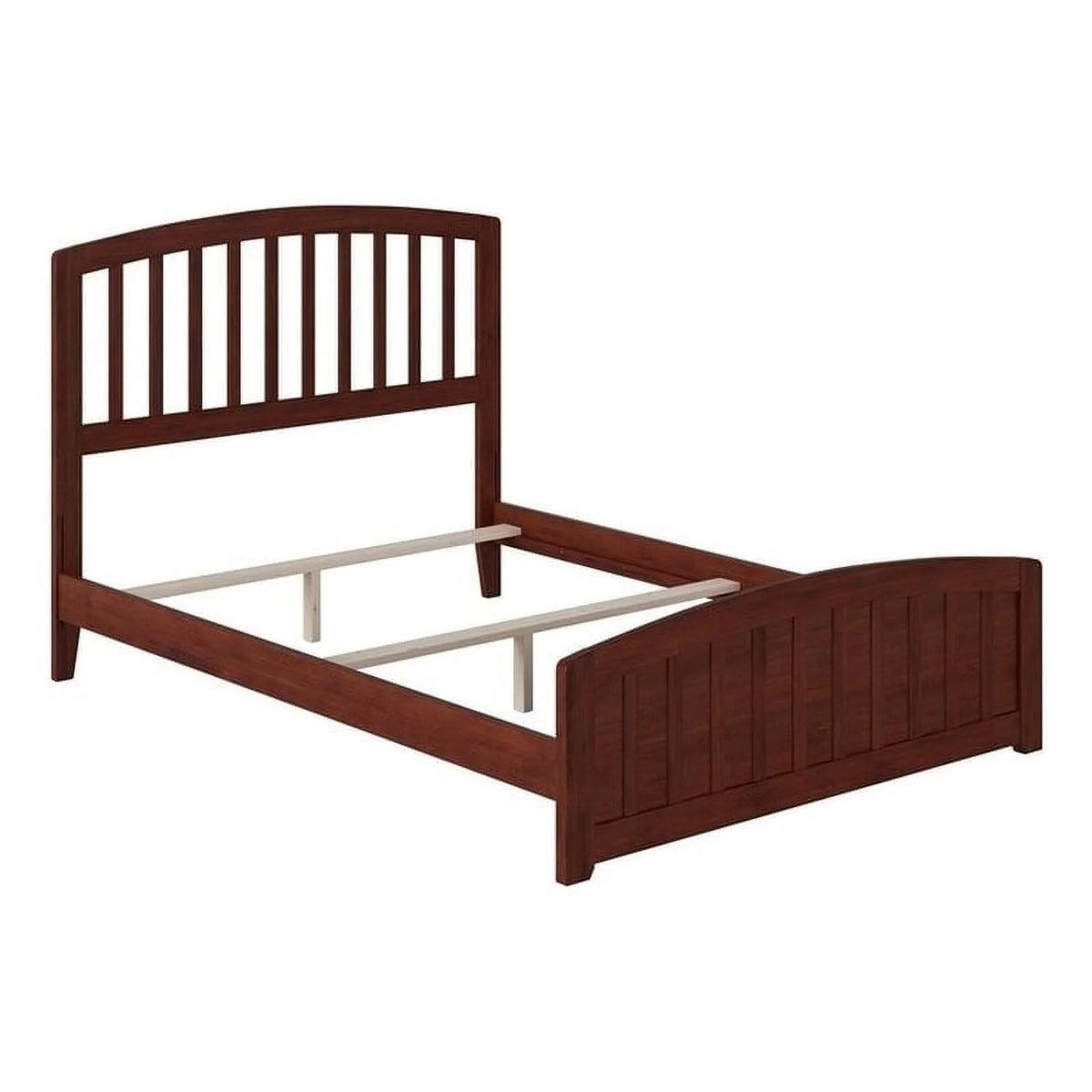 Solid Wood Full Bed with Footboard and USB Charger in Walnut T31232