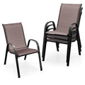 4 Pieces Stackable All Weather Patio Dining Chairs Set with Armrests W969938