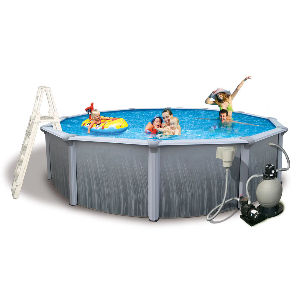 15-ft Round 52-in Deep Metal Wall Swimming Pool O786