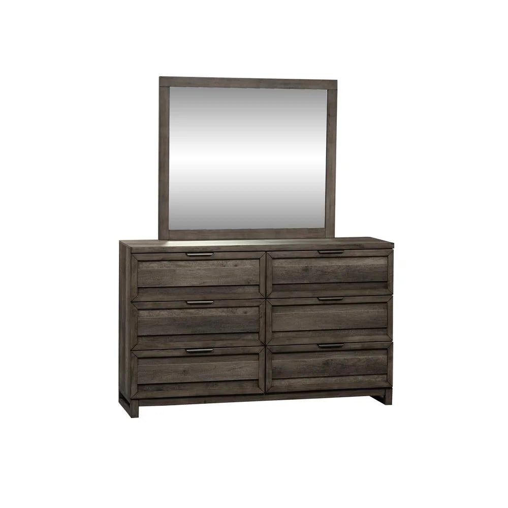Medium Gray Dresser & Mirror C998