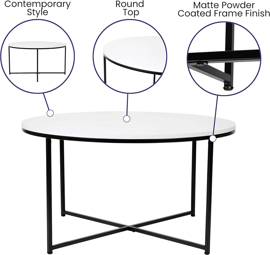 Modern Coffee Table with Black Metal Frame S2651