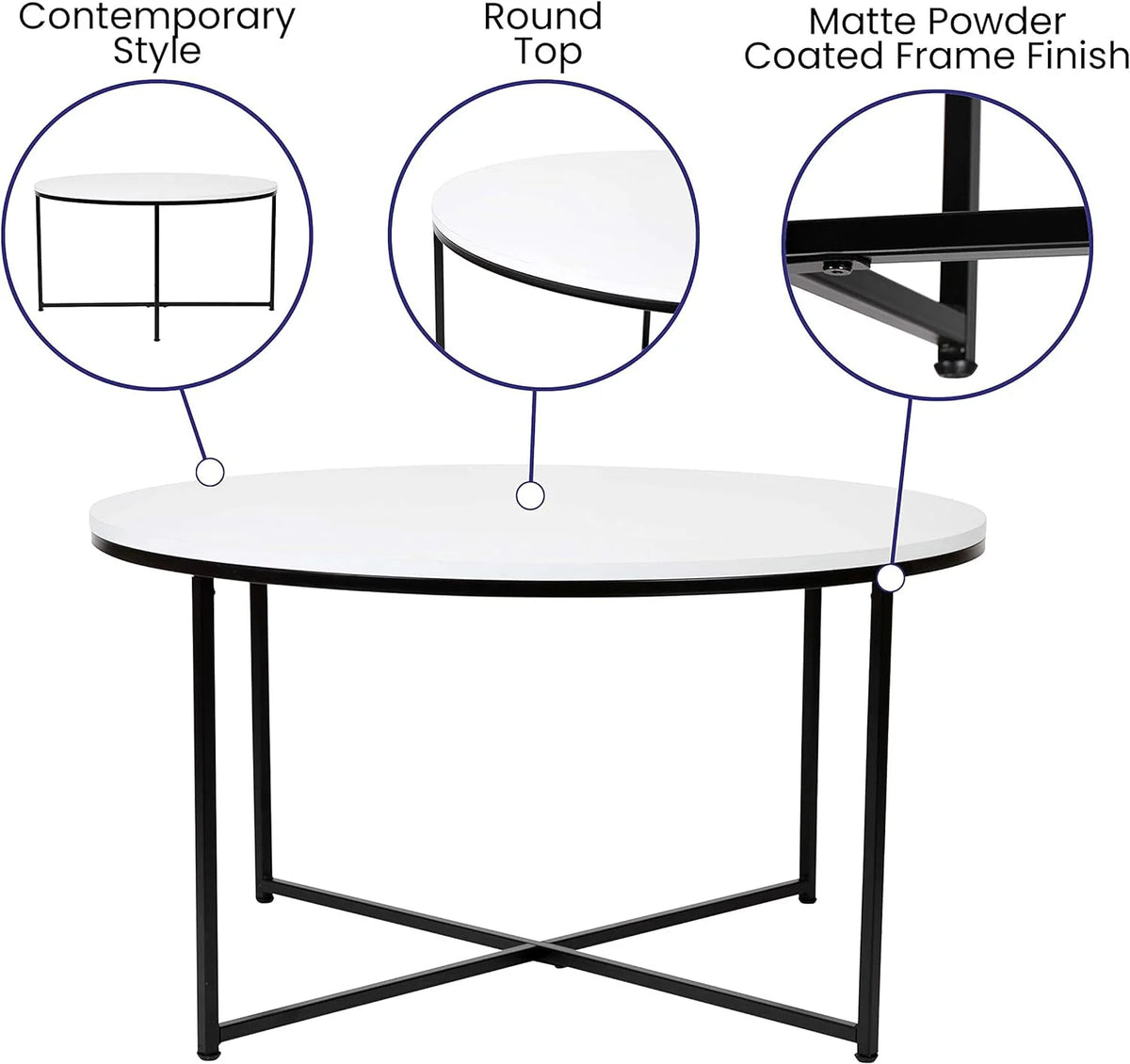 Modern Coffee Table with Black Metal Frame S2651