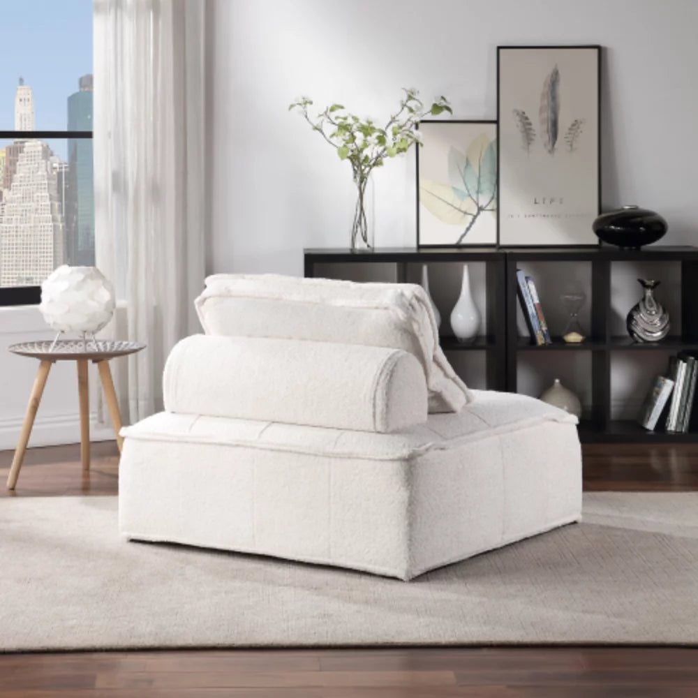 White Lambskin Sherpa Oversized Armless Accent Chair W784622