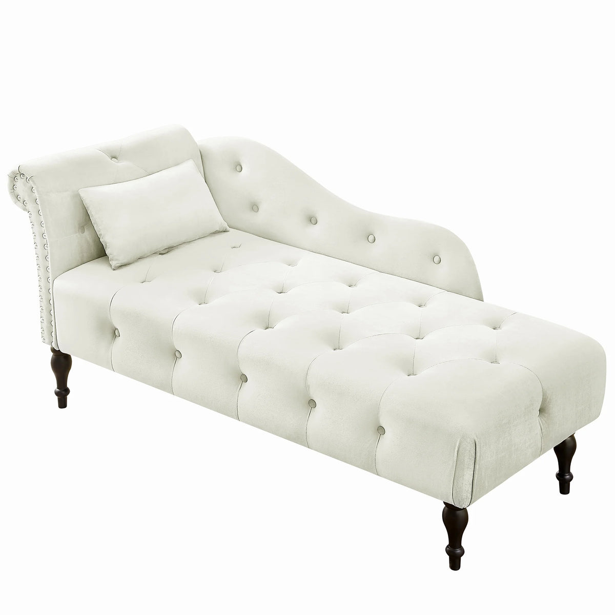 Velvet Tufted Chaise Lounge with Pillow W714