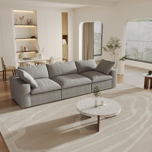 Khaki 6 Seater Oversized Modular Sectional Sofa with Storage Ottomans O380215