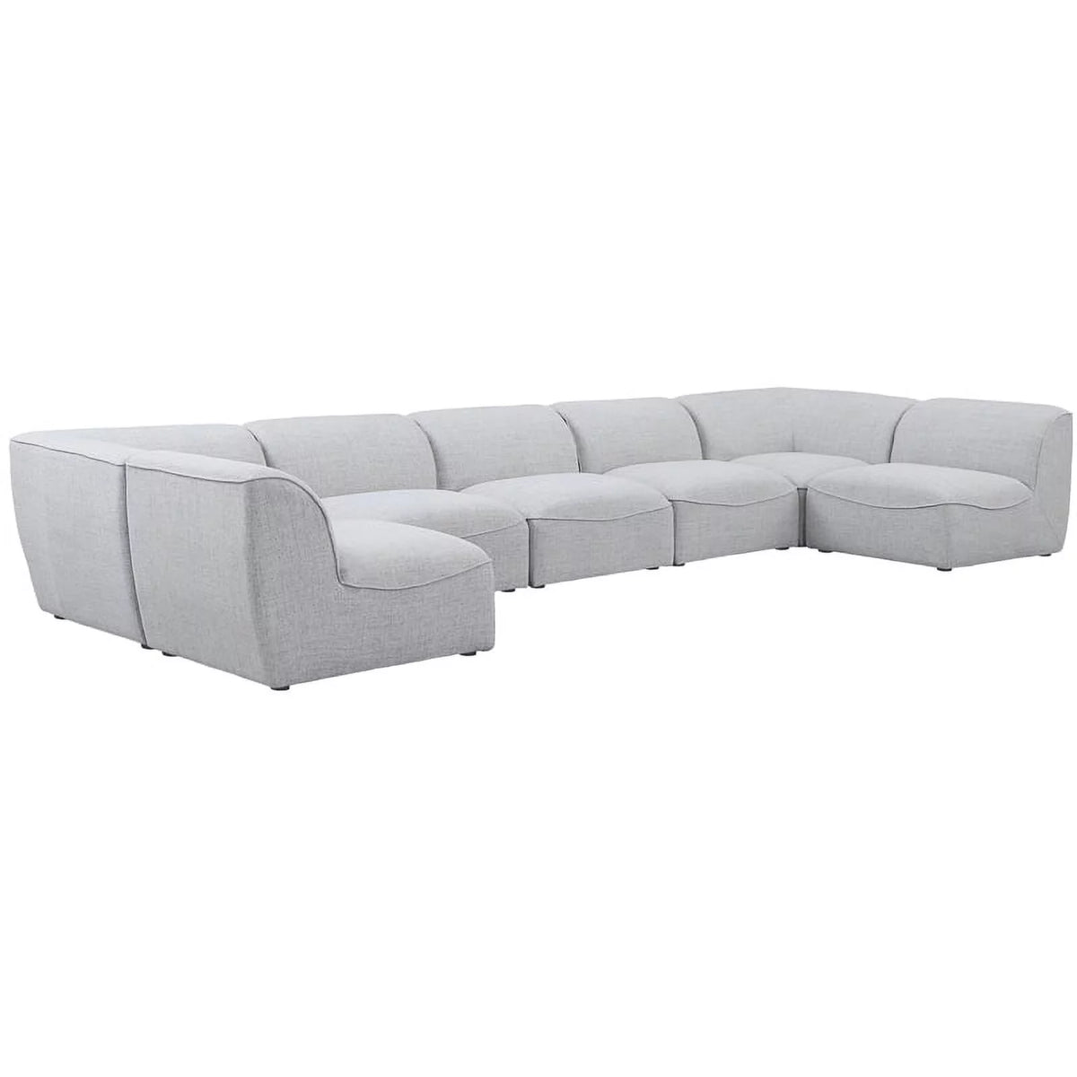 Grey Linen Textured Modular Sectional G370