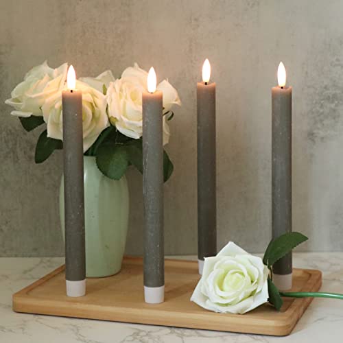 Flameless Ivory Taper Candles with Remote, Battery Operated Led 3D Wick Real Wax Pack of 6 I7998