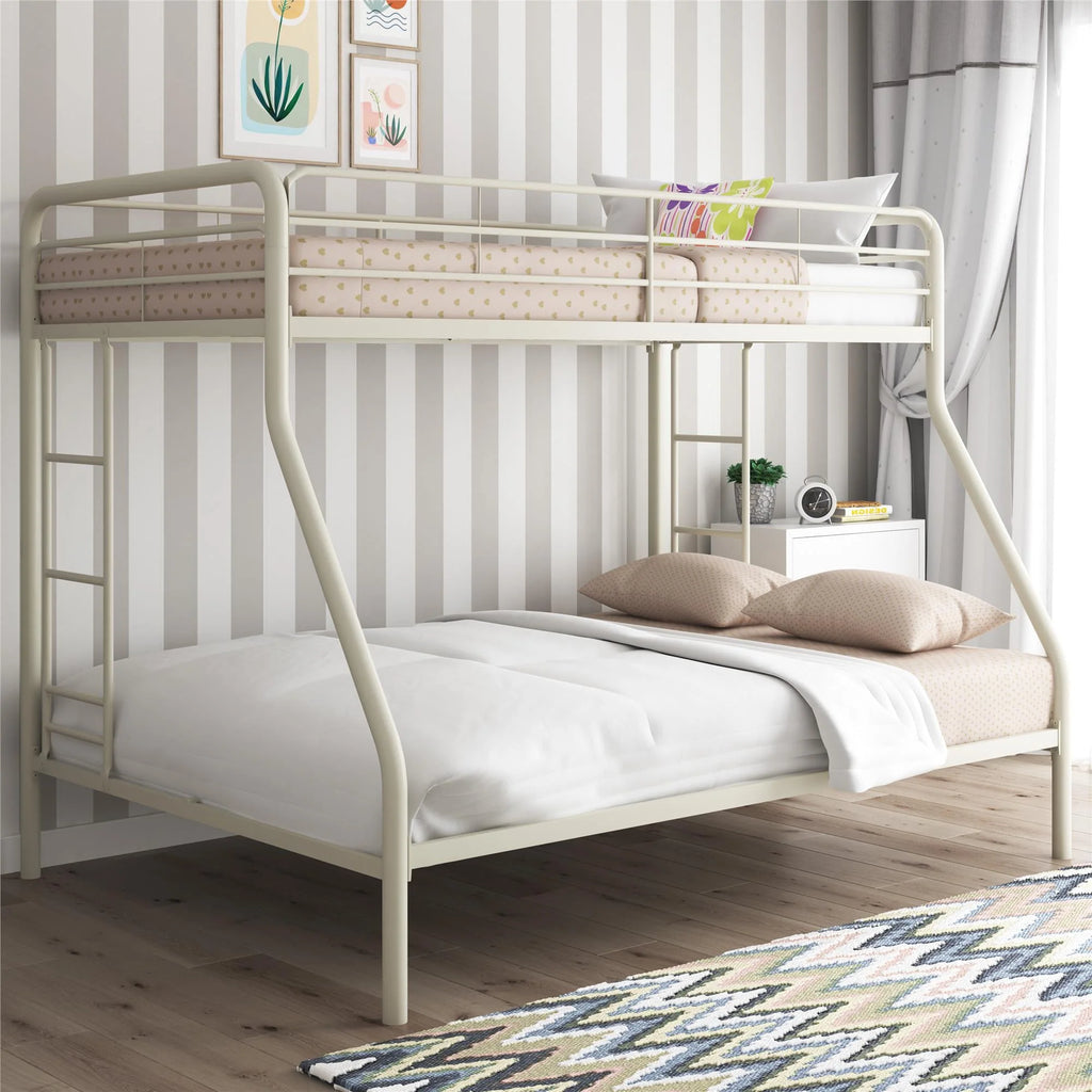 Black Twin over Full Metal Bunk Bed with Ladders J48683