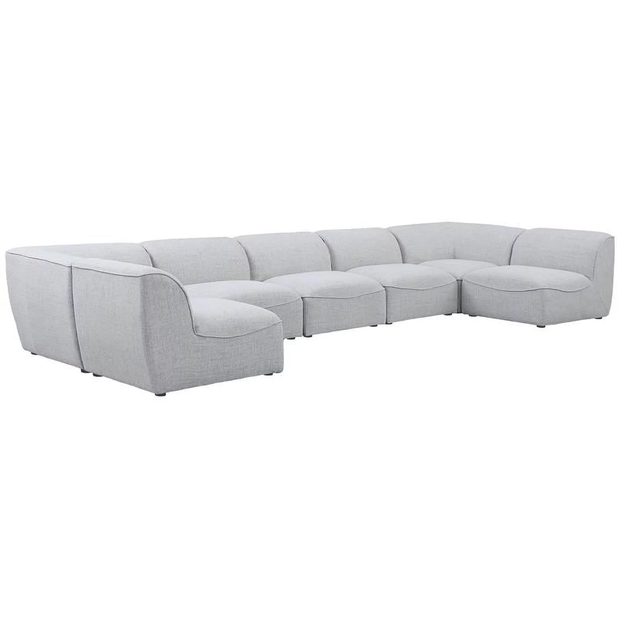 Grey Linen Textured Modular Sectional G370