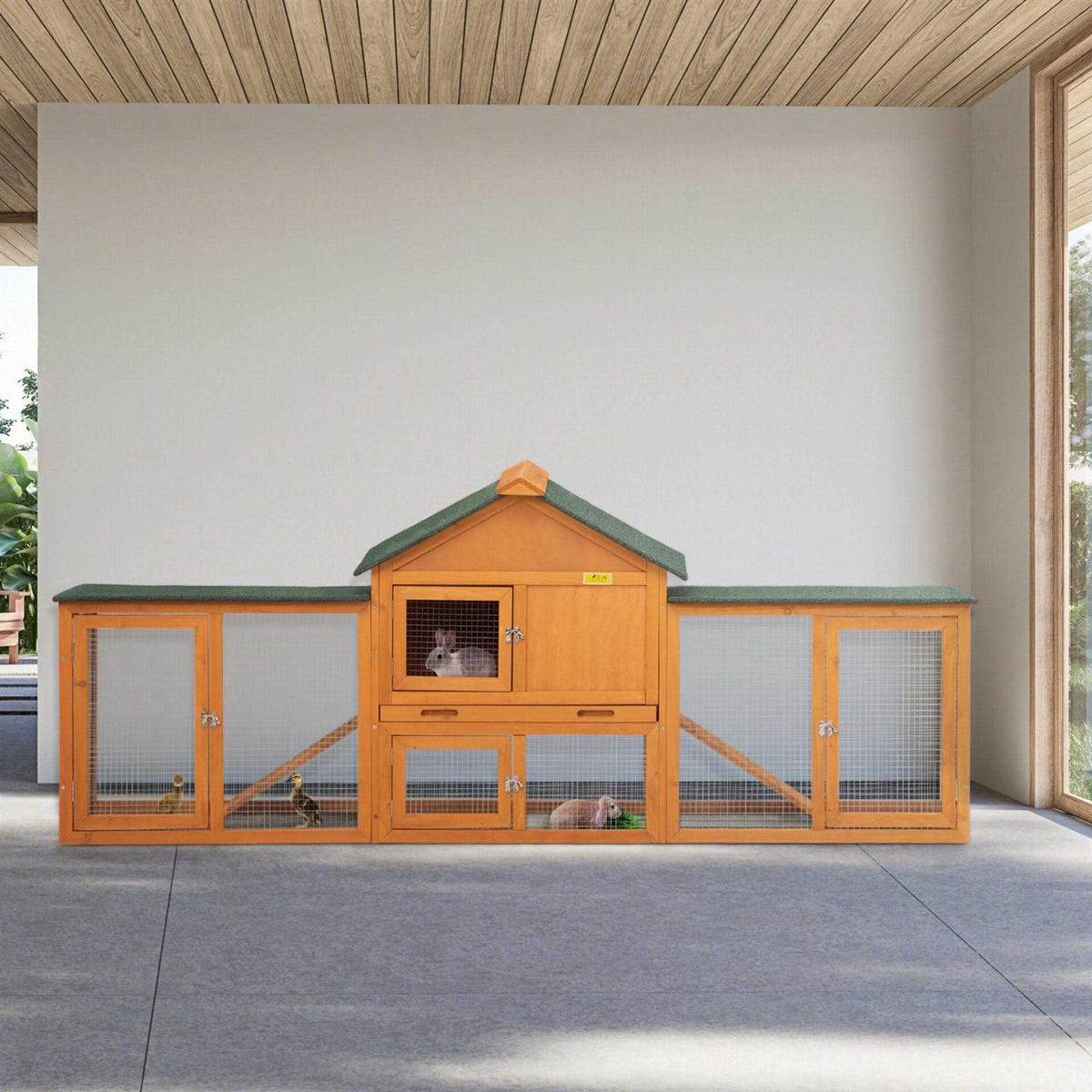 82L Extra-Large Wooden Rabbit Cage With Double Runs G159