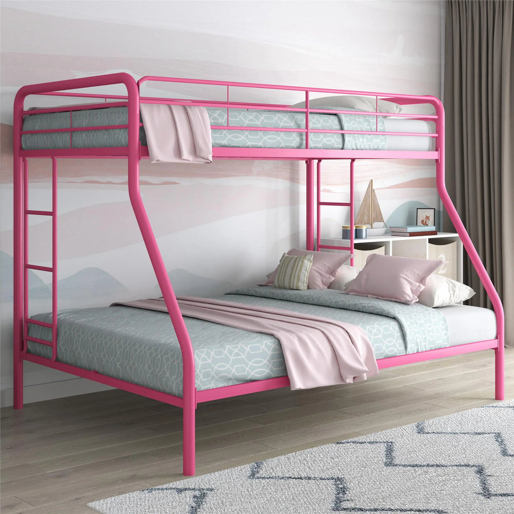 Black Twin over Full Metal Bunk Bed with Ladders J48683