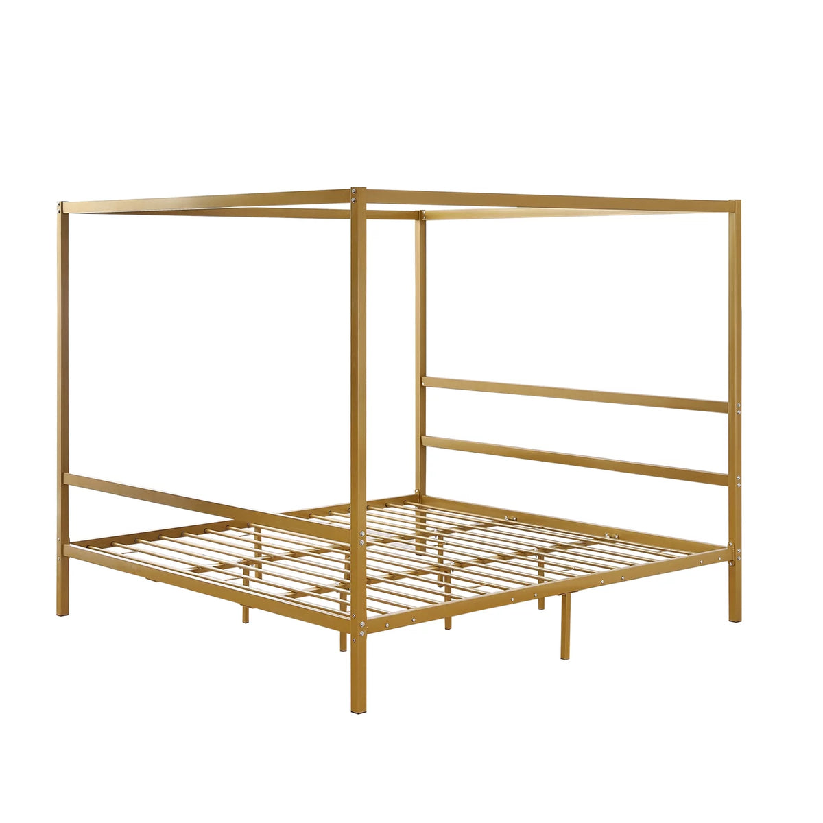 Black King Metal Canopy Bed Frame with Headboard K618854