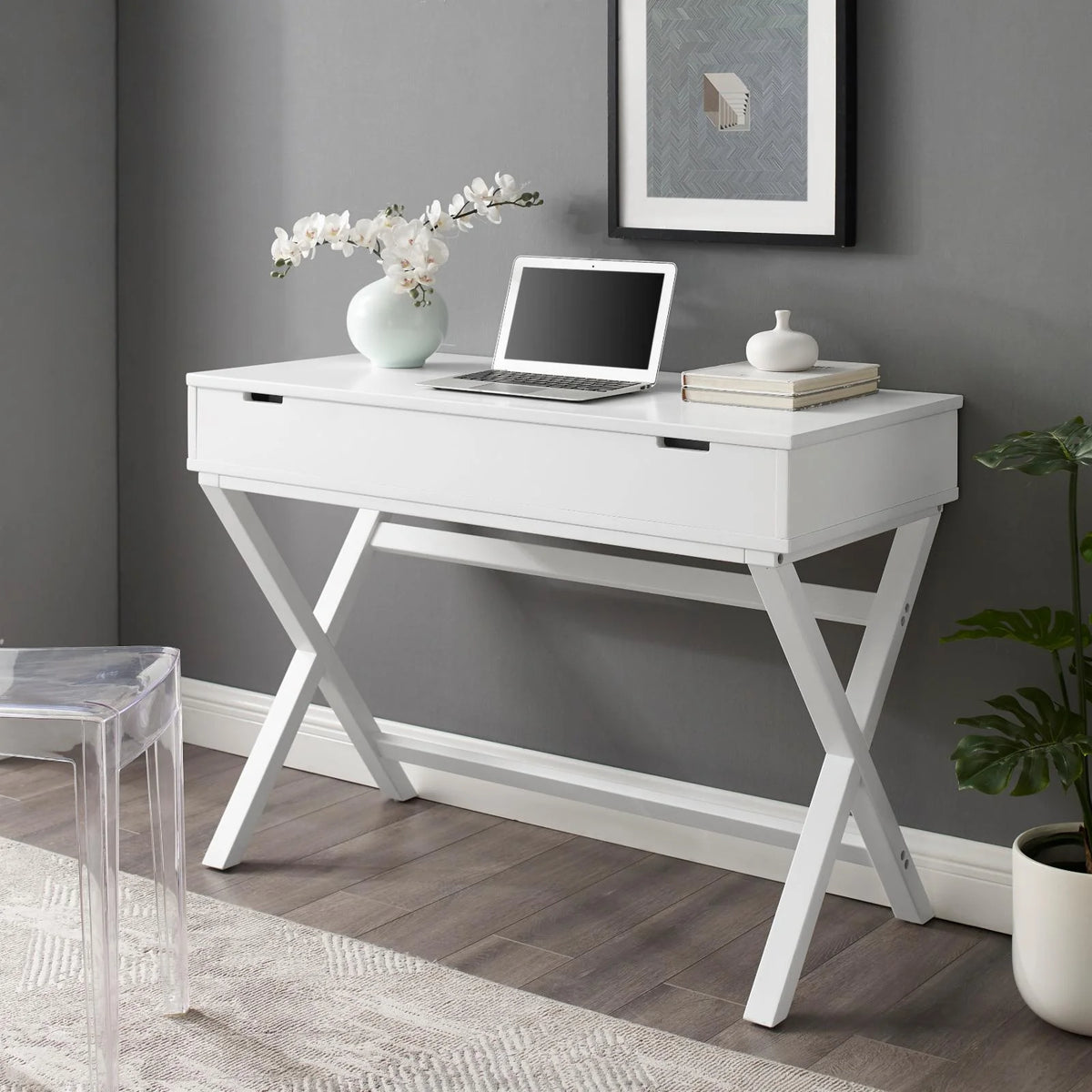 White Lift Top Writing Desk Q365466