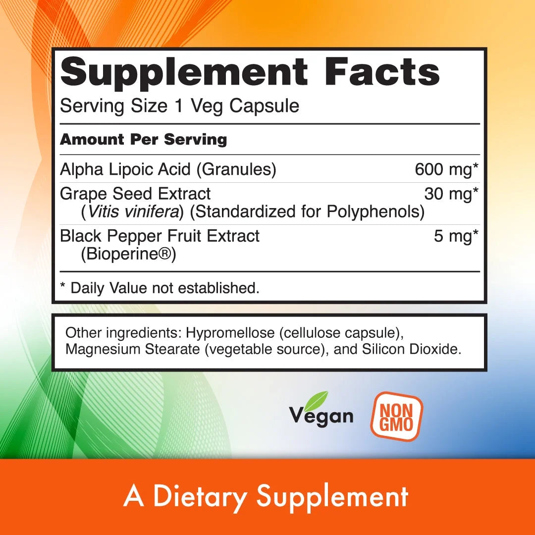 Alpha Lipoic Acid 600 mg Veg Capsules Y710250