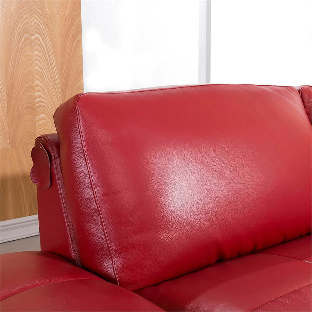 Red Italian Leather Sectional with Left Facing Chaise E453