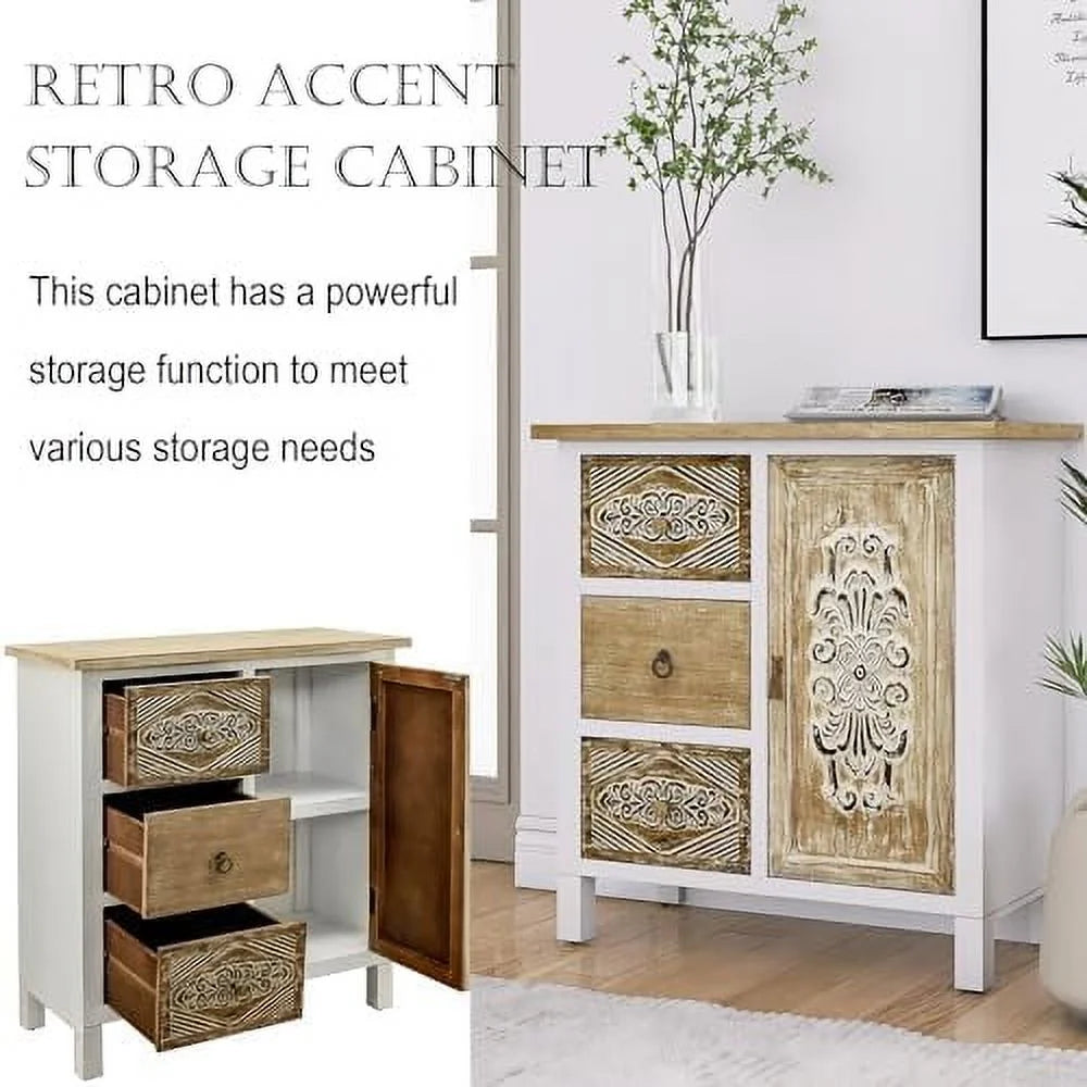 Carved Wood Sideboard with 5 Drawers Y8601