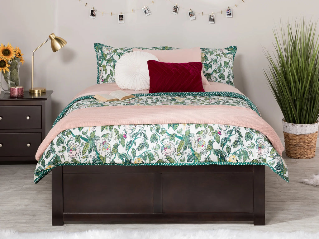 Queen Solid Wood Platform Bed with 2 Storage Drawers I91789