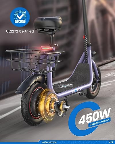 Electric Scooter with Seat, 450W Motor, Foldable J6085