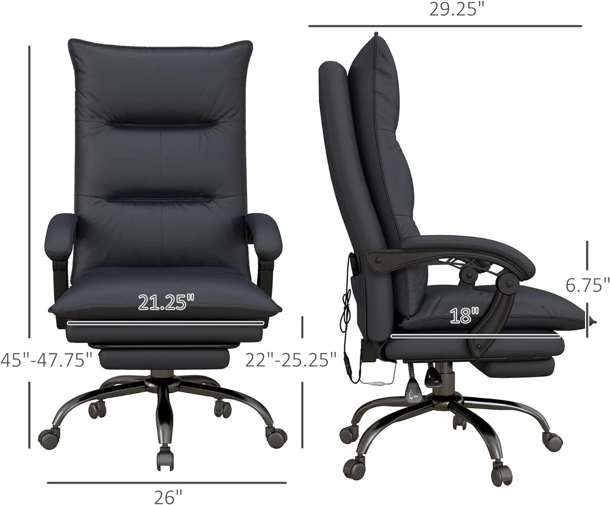 Charcoal Gray Heated Reclining Massage Office Chair with Footrest V535