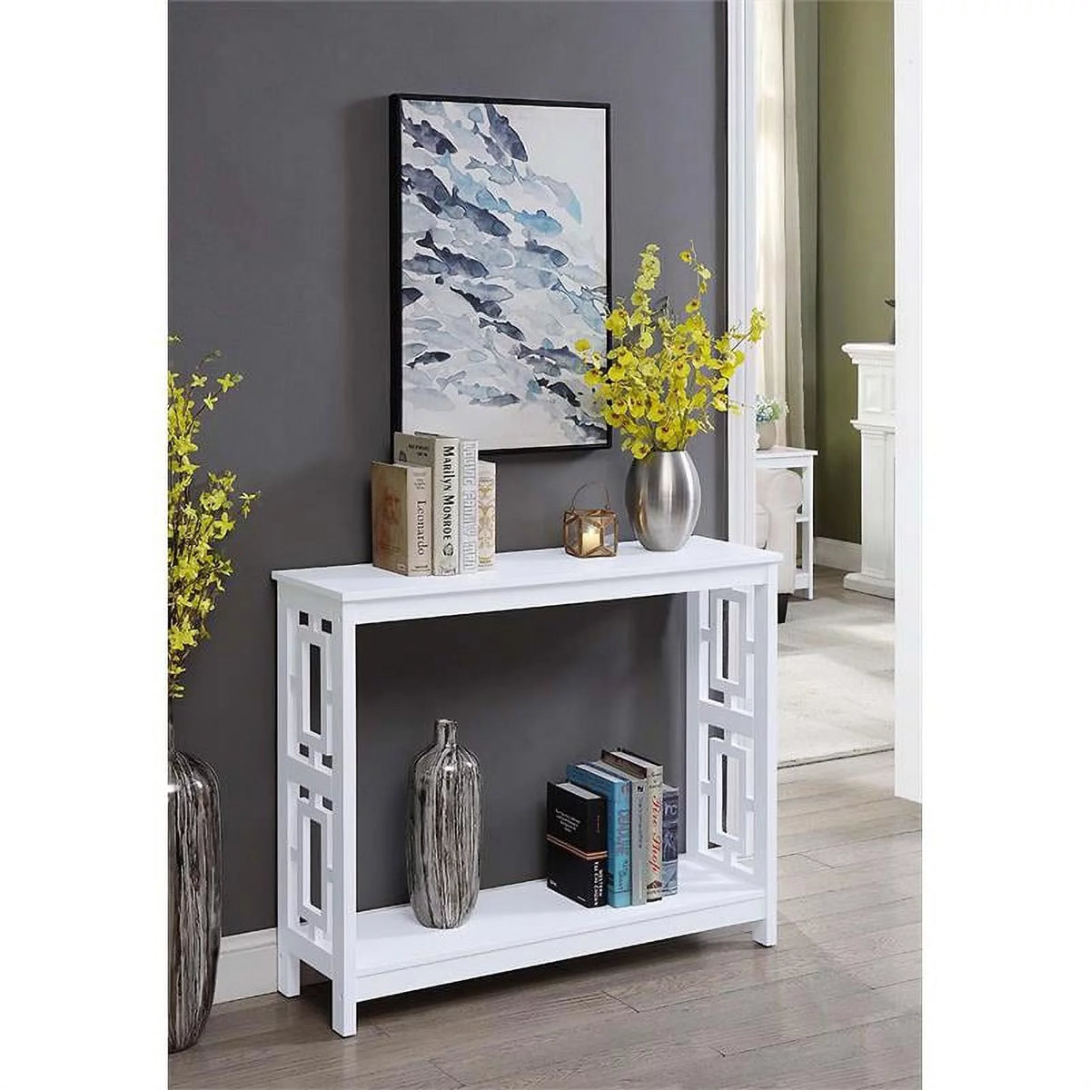 White Wood Console Table B57363