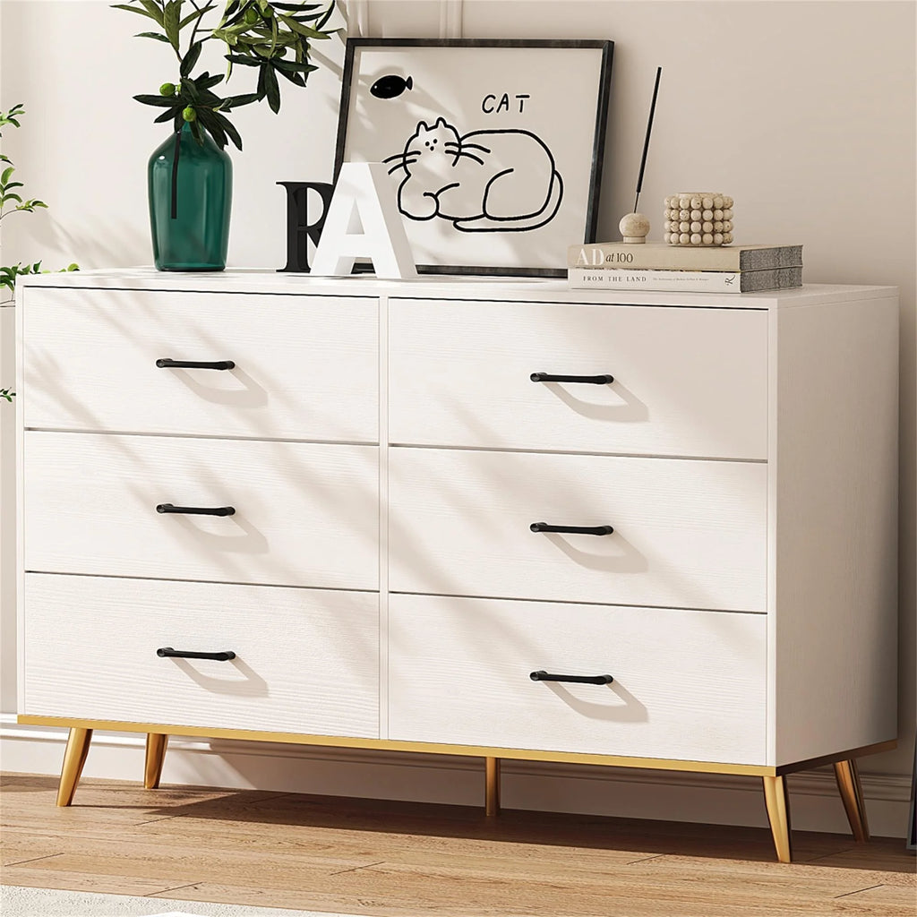 Black 6 Drawer Wood Dresser G338