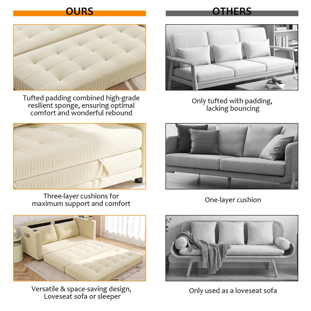 Beige Full Size Futon Sofa Bed K793108
