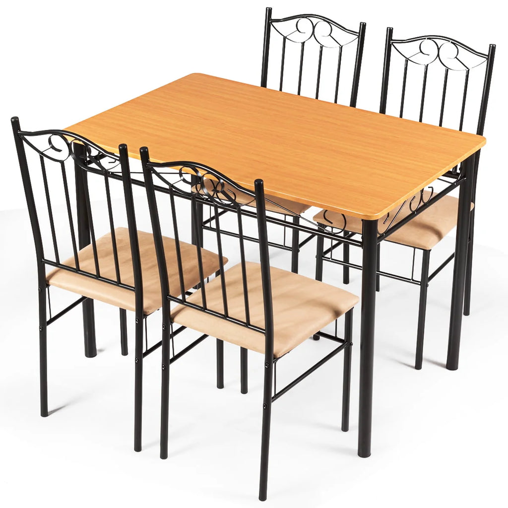 5 PC Wood Metal Dining Set with Table and 4 Chairs B28321