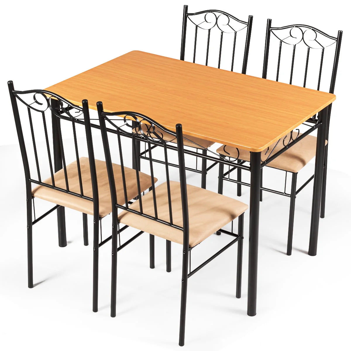 5 PC Wood Metal Dining Set with Table and 4 Chairs B28321