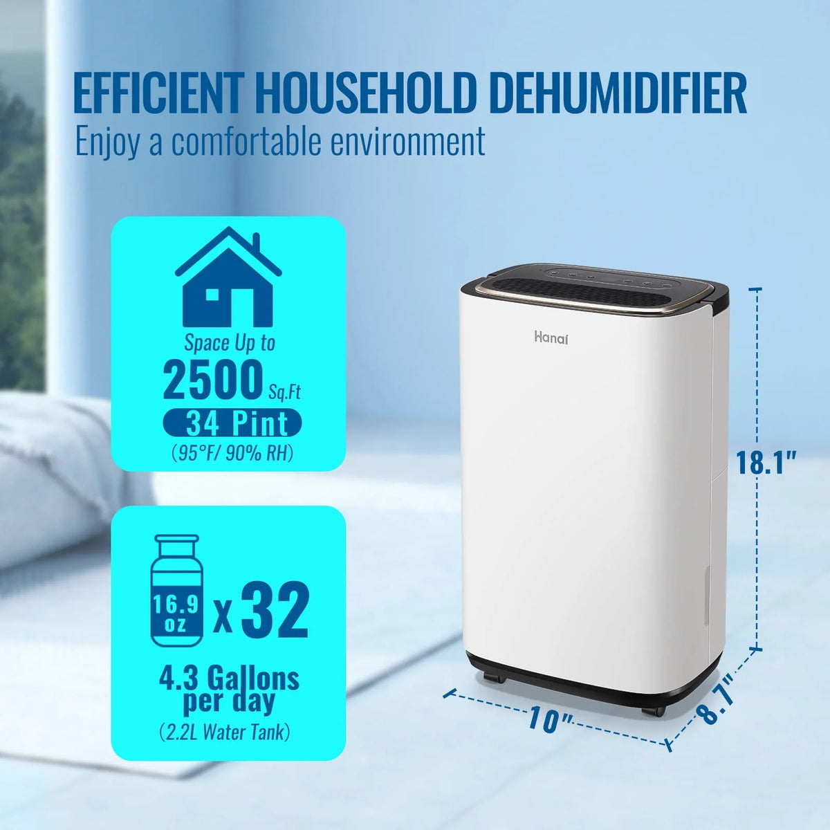 30 Pint Portable Dehumidifier with 3 Modes & Timer L213