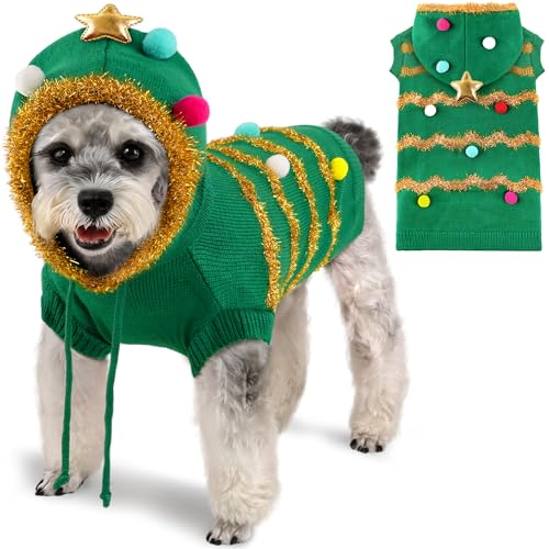 Dog Christmas Sweater with 3D Reindeer Pattern Knitted Pet Clothes B507
