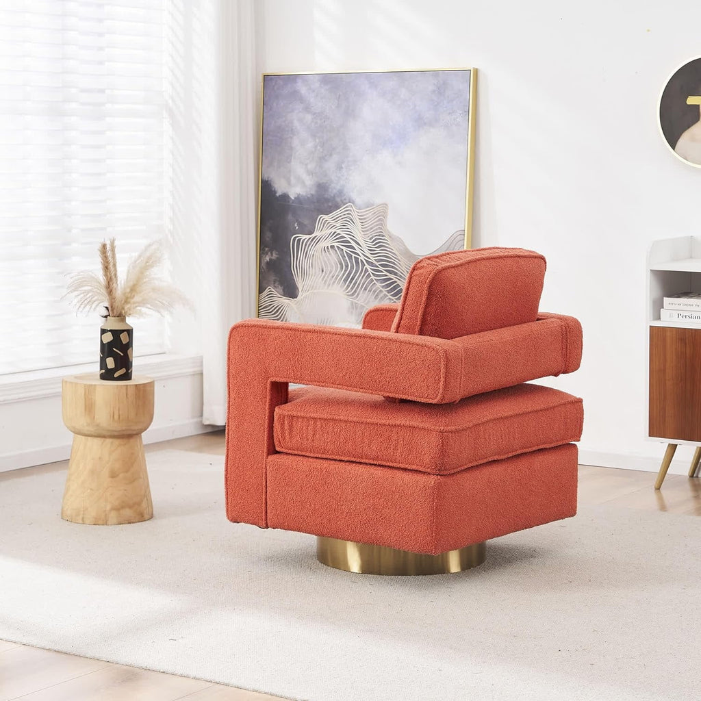 Orange Swivel Accent Chair with Pillow W504