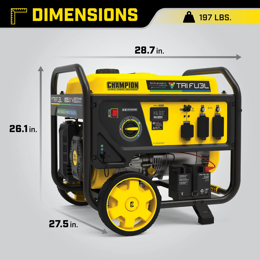 6500-Watt Tri-Fuel Portable Generator with Electric Start E468011